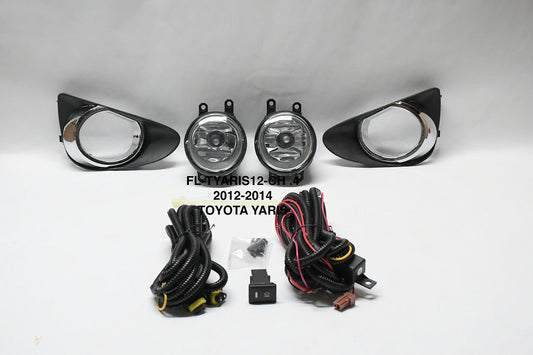 12-14 TOYOTA YARIS HATCHBACK CHROME FOG LIGHTS WITH SWITCH SIDE ENHANCED VISIBILITY LUZ ANTINIEBLA CON INTERRUPTOR CROMADO