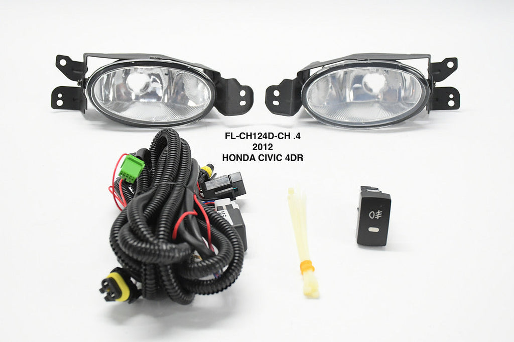 FRONT BUMPER CHROME FOG LIGHTS ENHANCED VISIBILITY 2012 HONDA CIVIC 4-DOOR PARACHOQUE DELANTERO LUZ ANTINIEBLA CROMADO
