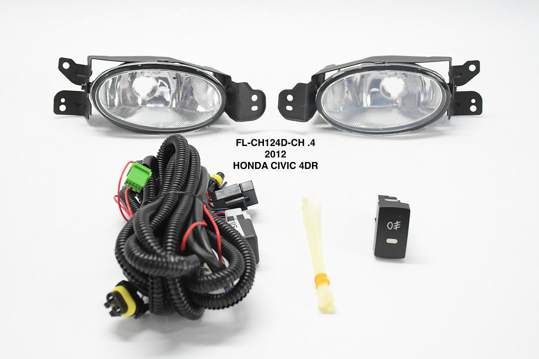FRONT BUMPER CHROME FOG LIGHTS ENHANCED VISIBILITY 2012 HONDA CIVIC 4-DOOR PARACHOQUE DELANTERO LUZ ANTINIEBLA CROMADO