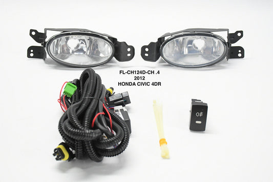 FRONT BUMPER CHROME FOG LIGHTS ENHANCED VISIBILITY 2012 HONDA CIVIC 4-DOOR PARACHOQUE DELANTERO LUZ ANTINIEBLA CROMADO