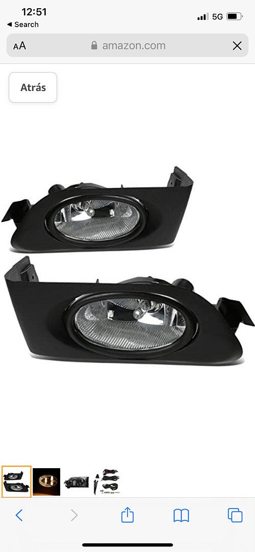 FRONT BUMPER FOG LIGHT 01-03 HONDA CIVIC PARACHOQUE DELANTERO LUZ ANTINIEBLA CROMADO