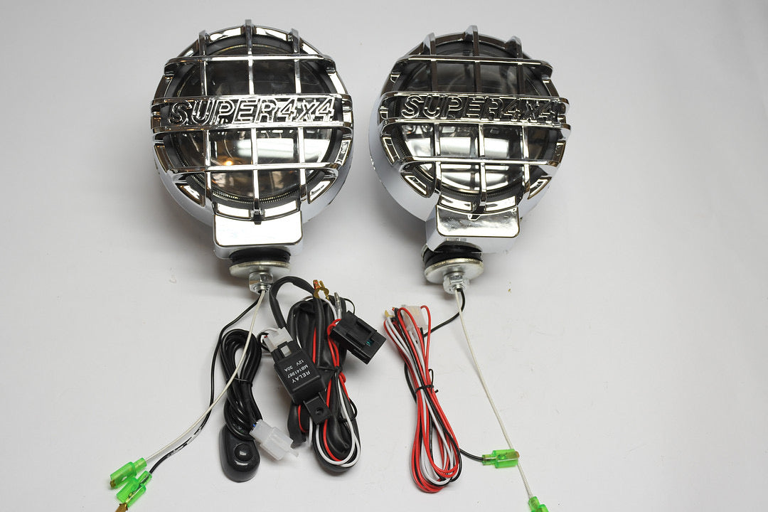 UNIVERSAL ROUND FOG LIGHT WITH SWITCH CHROME BLACK LUZ ANTINIEBLA CROMADO CON INTERRUPTOR