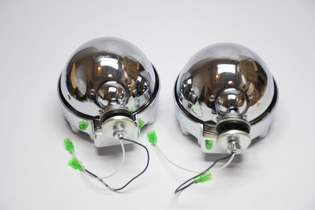 UNIVERSAL ROUND FOG LIGHT WITH SWITCH CHROME BLACK LUZ ANTINIEBLA CROMADO CON INTERRUPTOR