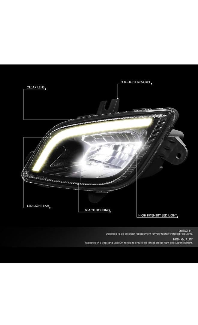 2018-2022 FREIGHTLINER CASCADIA BLACK CLEAR PAIR OF FULL LED REFLECTOR 3D LIGHT BAR FOG LIGHTS LUZ ANTINIEBLA
