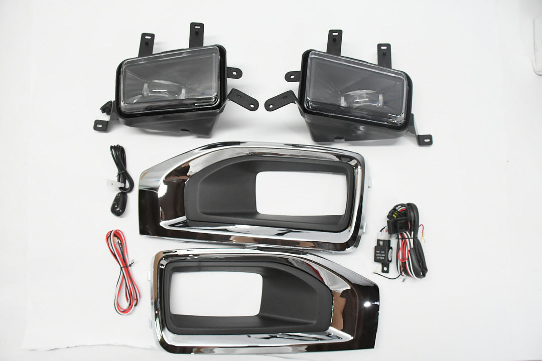 LED SMOKED FOG LIGHT WITH BEZEL & SWITCH 07-08 ESCALADE / 07-13 AVALANCHE / 07-15 SILVERADO 15-20 GMC YUKON/XL LUZ ANTINIEBLA AHUMADO CON INTERRUPTOR
