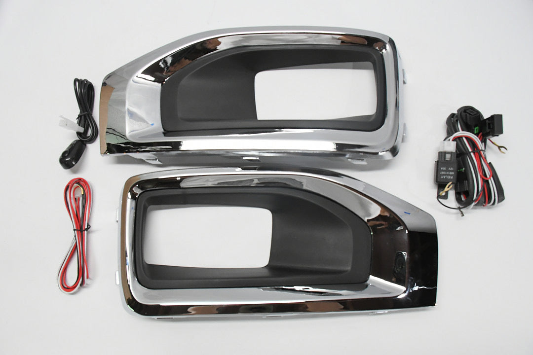 07-13 AVALANCHE 07-15 SILVERADO 15-20 GMC YUKON XL 07-08 ESCALADE CHROME FOG LIGHTS WITH BEZEL & SWITCH, LUZ ANTINIEBLA CROMADO CON BISEL Y INTERRUPTOR