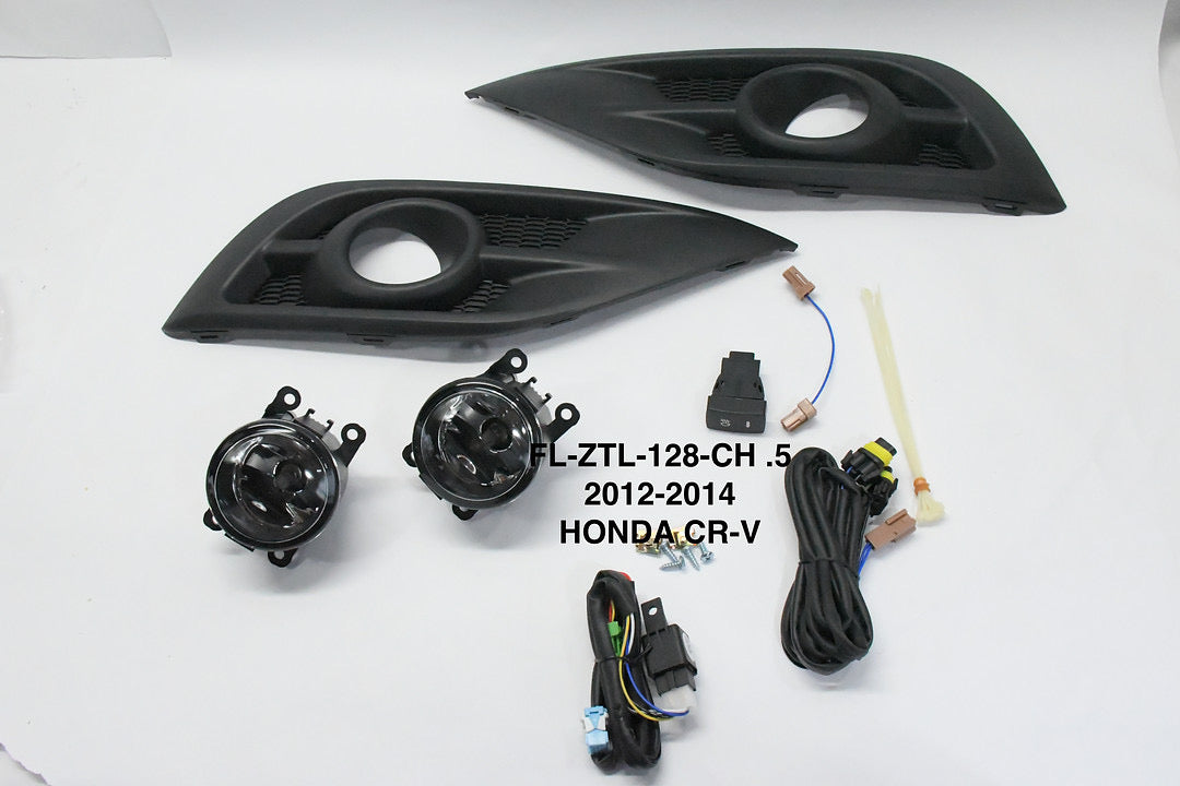 FRONT BUMPER CHROME FOG LIGHTS ENHANCE VISIBILITY FOR 12-14 HONDA CR-V, PARACHOQUE DELANTERO CROMADO LUZ ANTINIEBLA