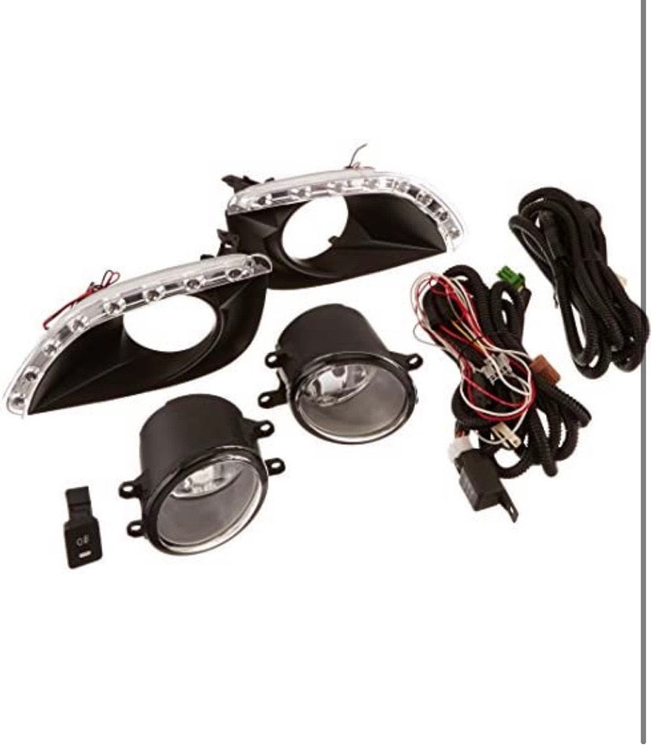LED DRL CHROME FOG LIGHTS WITH SWITCH ENHANCE VISIBILITY FOR 10-11 TOYOTA CAMRY, LUZ ANTINIEBLA CROMADO CON INTERRUPTOR