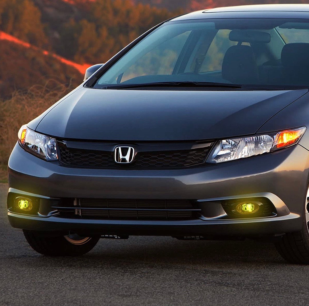 FRONT BUMPER AMBER FOG LIGHTS ENHANCE VISIBILITY FOR 09-13 CIVIC / 08-11 ACCORD / 14-17 ODYSSEY PARACHOQUE DELANTERO LUZ ANTINIEBLA ÁMBAR