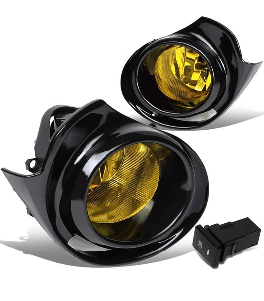 AMBER FOG LIGHTS WITH BEZEL & SWITCH ENHANCE VISIBILITY FOR 15-18 PRIUS C LUZ ANTINIEBLA CON INTERRUPTOR ÁMBAR