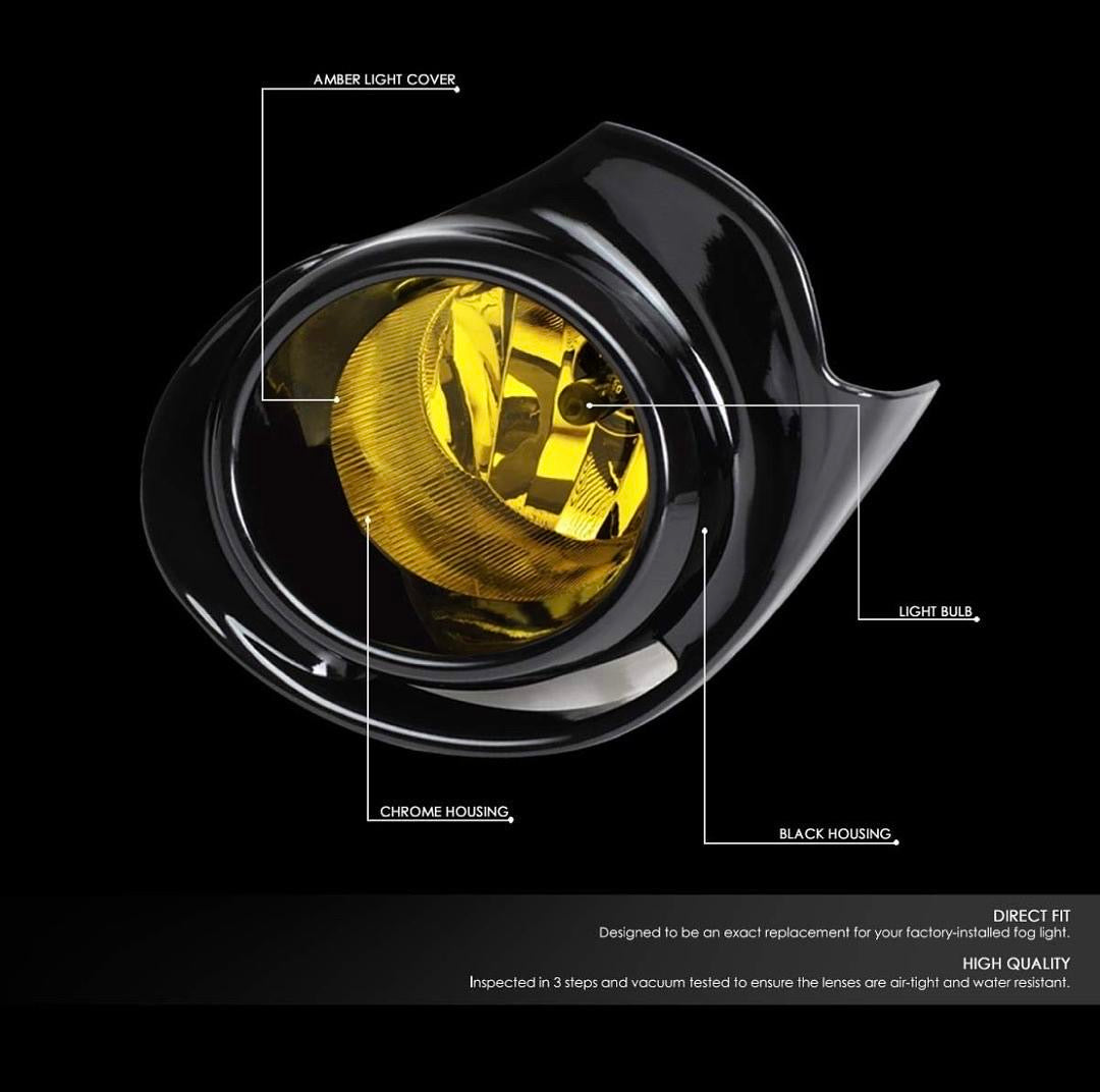 AMBER FOG LIGHTS WITH BEZEL & SWITCH ENHANCE VISIBILITY FOR 15-18 PRIUS C LUZ ANTINIEBLA CON INTERRUPTOR ÁMBAR