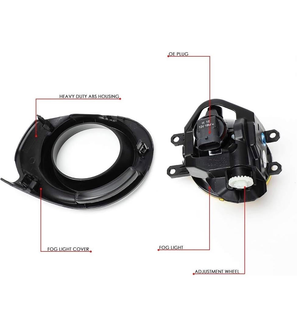 AMBER FOG LIGHTS WITH BEZEL & SWITCH ENHANCE VISIBILITY FOR 15-18 PRIUS C LUZ ANTINIEBLA CON INTERRUPTOR ÁMBAR