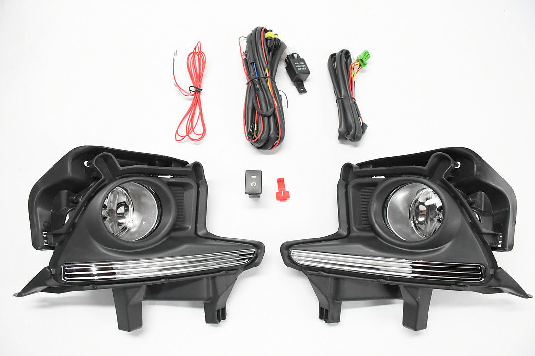 FRONT BUMPER FOG LIGHT WITH SWITCH FOR 14-16 TOYOTA HIGHLANDER PARACHOQUE DELANTERO LUZ ANTINIEBLA CROMADO