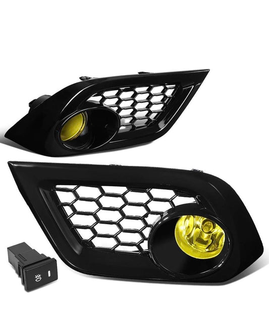 AMBER FOG LIGHTS WITH BEZEL & SWITCH FOR 16-18 TOYOTA SCION IM LUZ ANTINIEBLA AMBAR CON INTERRUPTOR Y BISEL