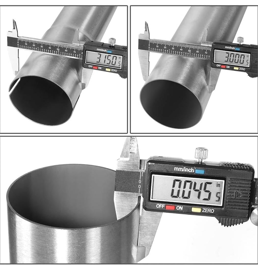 18 INCH STRAIGHT TUBE DIY STAINLESS STEEL EXHAUST TUBING,3" OD,UNIVERSAL FIT,POLISHED FINISH