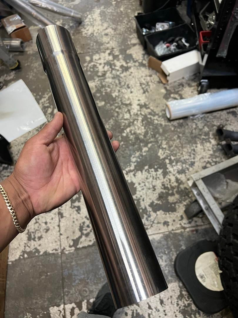 18 INCH STRAIGHT TUBE DIY STAINLESS STEEL EXHAUST TUBING,2.5" OD,UNIVERSAL FIT,POLISHED FINISH