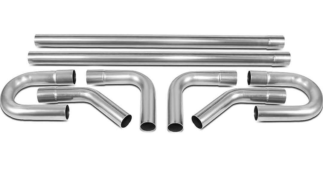 8PCS 2 INCHES MILD STEEL DIY CUSTOM EXHAUST TUBING MANDREL BEND PIPES STRAIGHT & U-BEND KIT, UNIVERSAL FIT