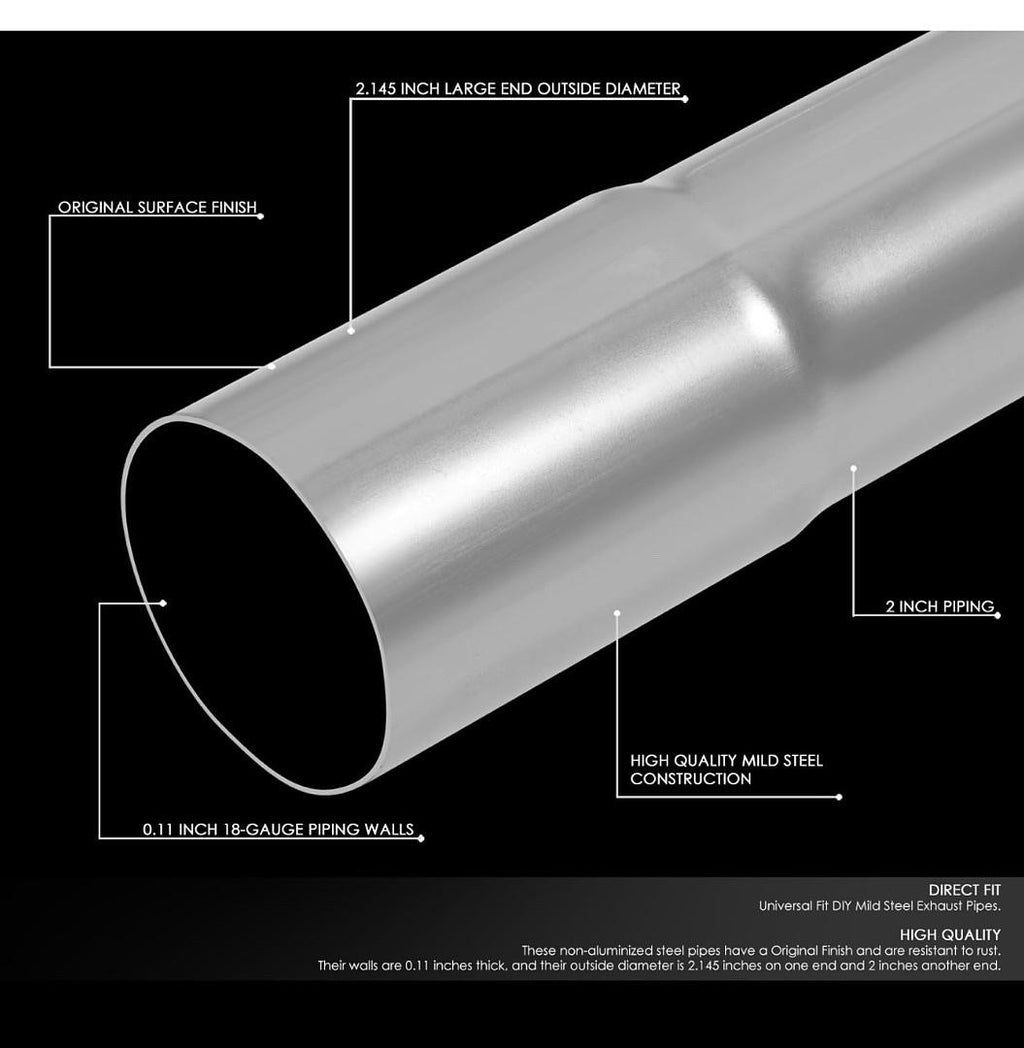 8PCS 2 INCHES MILD STEEL DIY CUSTOM EXHAUST TUBING MANDREL BEND PIPES STRAIGHT & U-BEND KIT, UNIVERSAL FIT