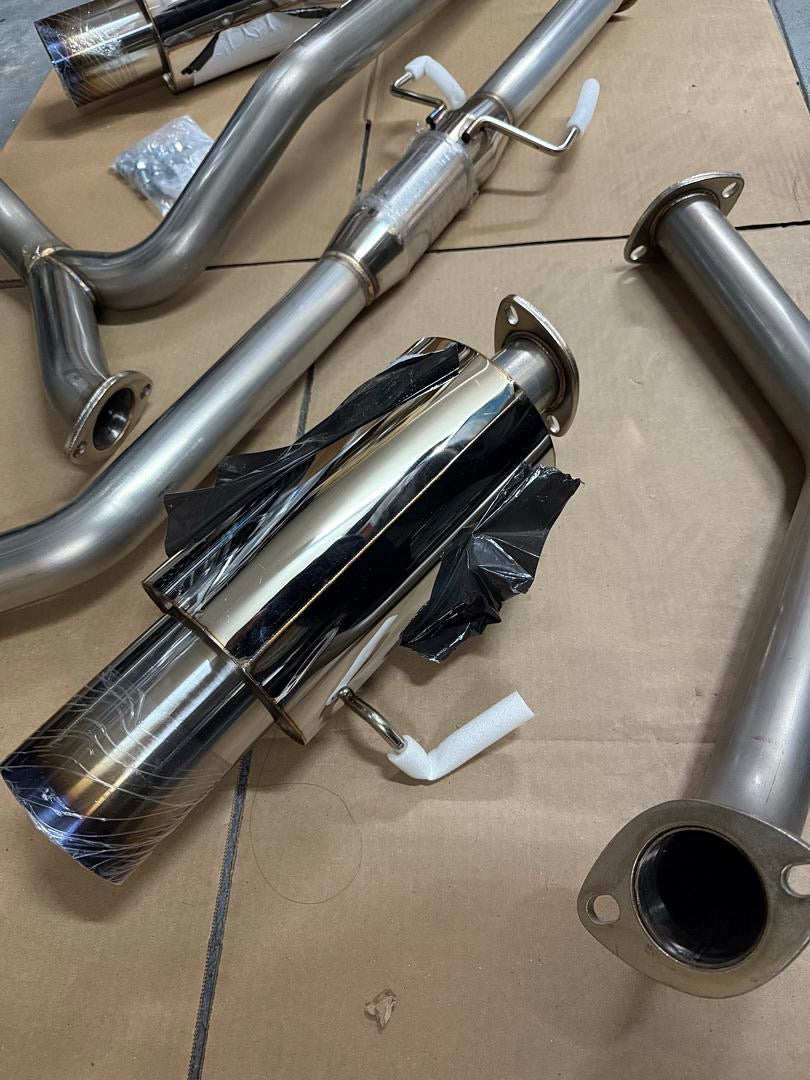 07-08 HYUNDAI TIBURON GK 2.7L V6 STAINLESS STEEL CAT BACK EXHAUST SYSTEM 4" OD DOUBLE MUFFLER BURNT TIP RACING CAT BACK EXHAUST
