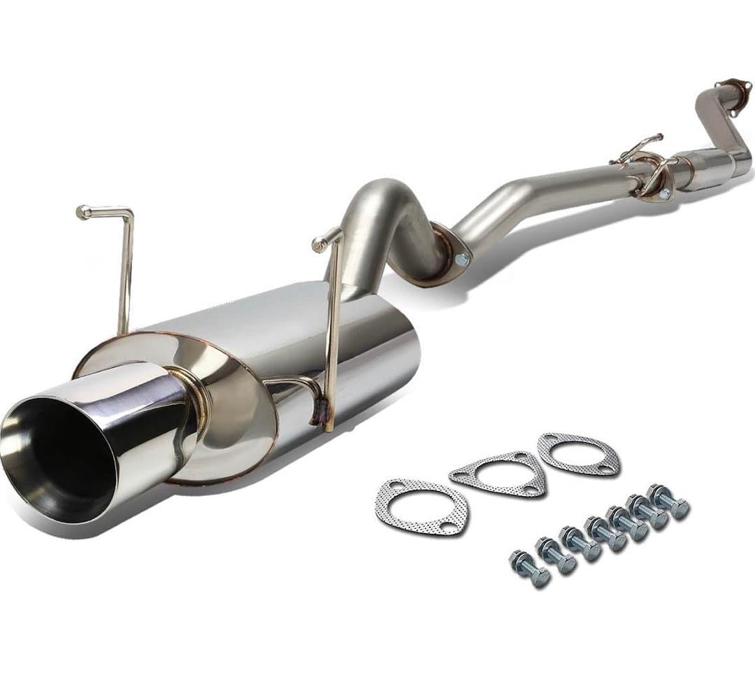 02-05 HONDA CIVIC SI STIANLESS STEEL 4-INCH ROLLED TIP OVAL MUFFLER CATBACK EXHAUST SYSTEM - ROLLED TIP