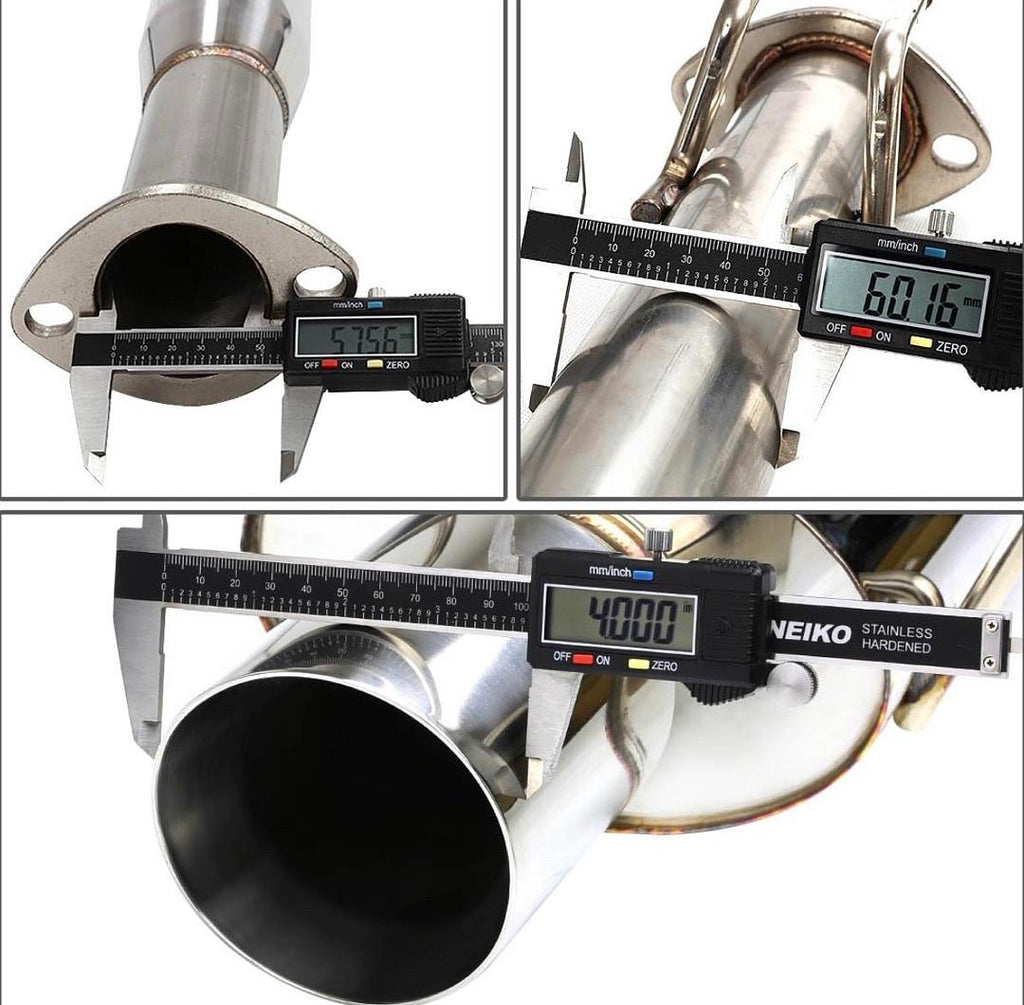 02-05 HONDA CIVIC SI STIANLESS STEEL 4-INCH ROLLED TIP OVAL MUFFLER CATBACK EXHAUST SYSTEM - ROLLED TIP