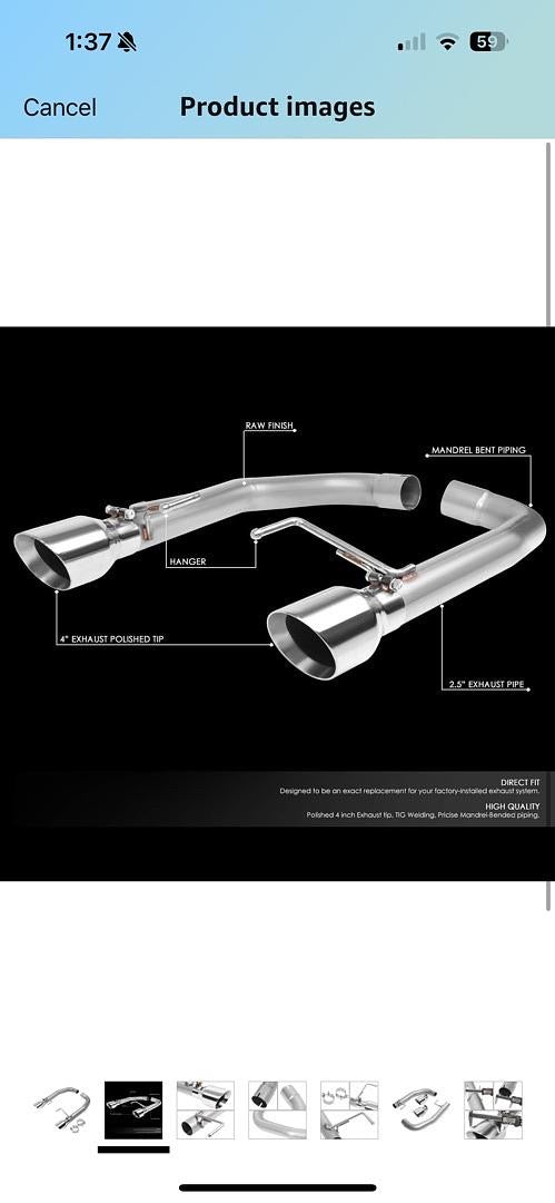 15-17 FORD MUSTANG 5.0L STAINLESS STEEL CAT BACK EXHAUST SYSTEM