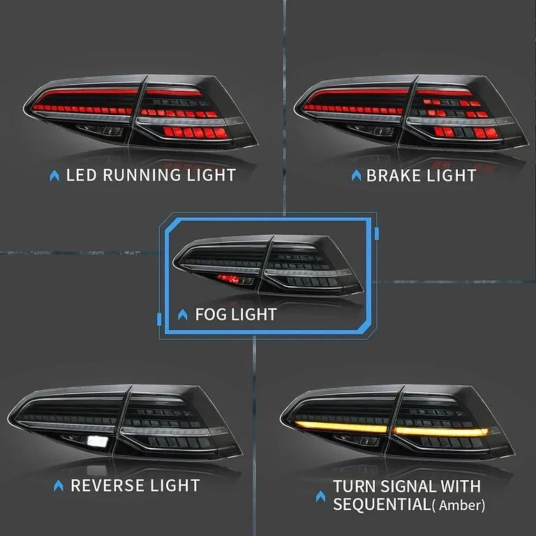 13-17 GOLF 7 MK7 MK7.5 SMOKE LED 4PCS TAILLIGHTS VLAND