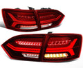 11-14 VW JETTA MK6 3D LED TUBE SEQUENTIAL SIGNAL TAIL LIGHTS - RED CLEAR
