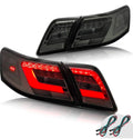 06-11 TOYOTA CAMRY SEDAN SMOKED LED TAILLIGHTS DOES NOT FIT HYBRID MODELS & CAMRY LE & SE & FACTORY LED LAMP