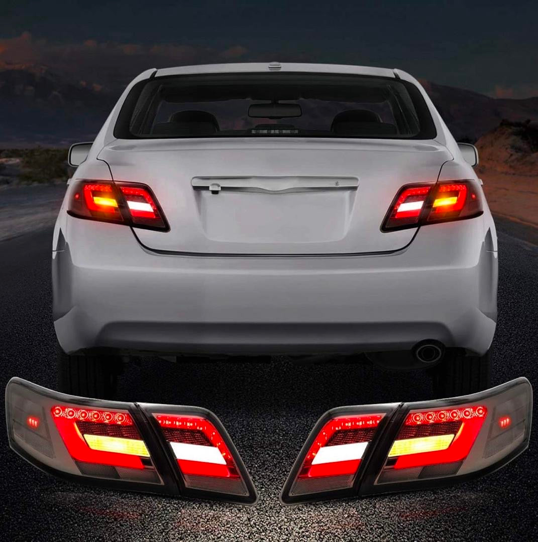 06-11 TOYOTA CAMRY SEDAN SMOKED LED TAILLIGHTS DOES NOT FIT HYBRID MODELS & CAMRY LE & SE & FACTORY LED LAMP