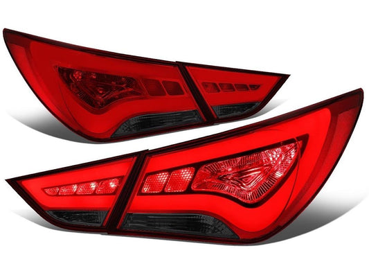 11-14 HYUNDAI SONATA 3D LED BAR TAIL LIGHTS RED SMOKED