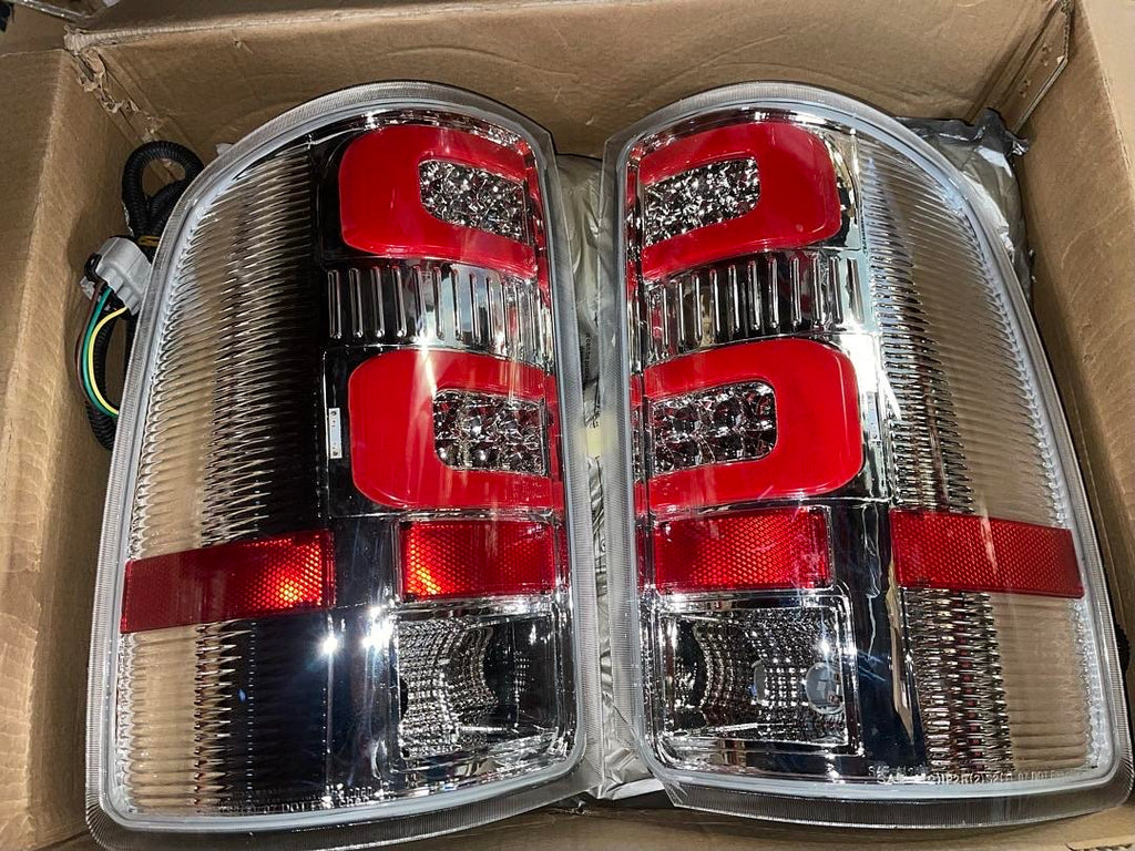AS IS 07-13 GMC SIERRA LED RED CHROME HOUSING CLEAR TAILLIGHTS