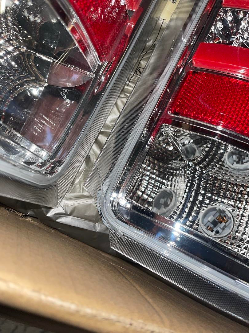AS IS 07-13 GMC SIERRA LED RED CHROME HOUSING CLEAR TAILLIGHTS