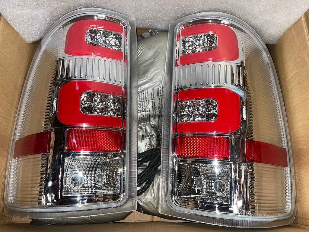 07-13 GMC SIERRA LED 3D RED CHROME HOUSING CLEAR TAILLIGHTS