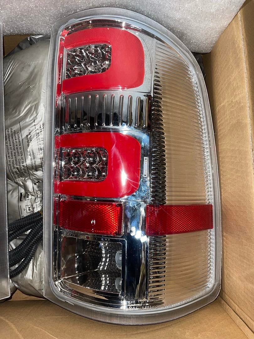 07-13 GMC SIERRA LED 3D RED CHROME HOUSING CLEAR TAILLIGHTS