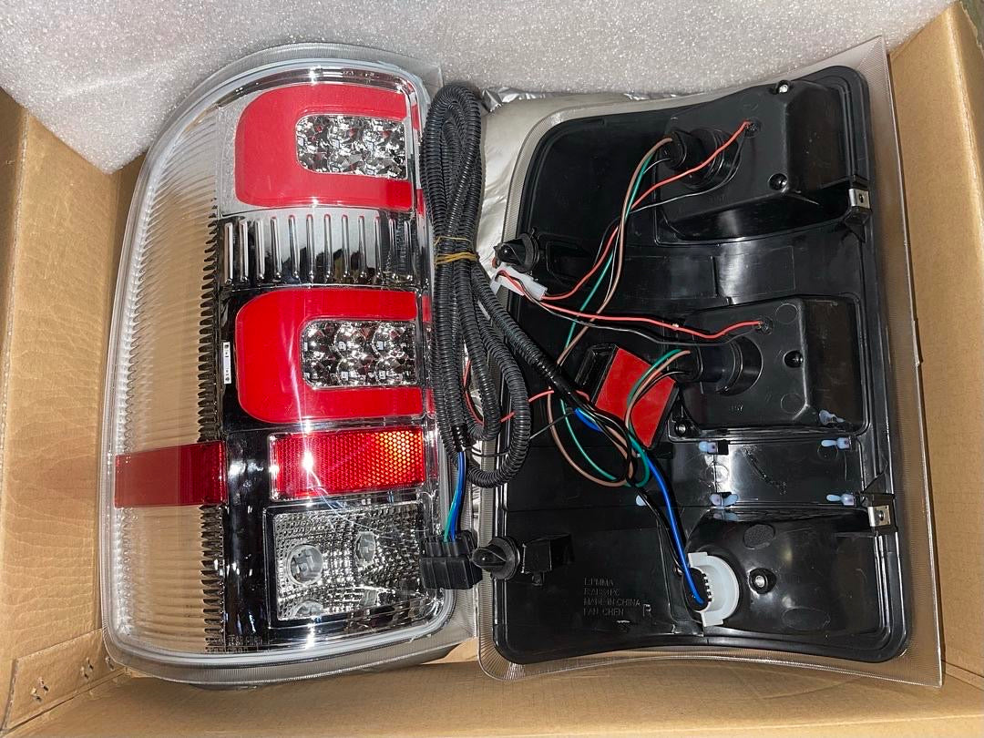 07-13 GMC SIERRA LED 3D RED CHROME HOUSING CLEAR TAILLIGHTS