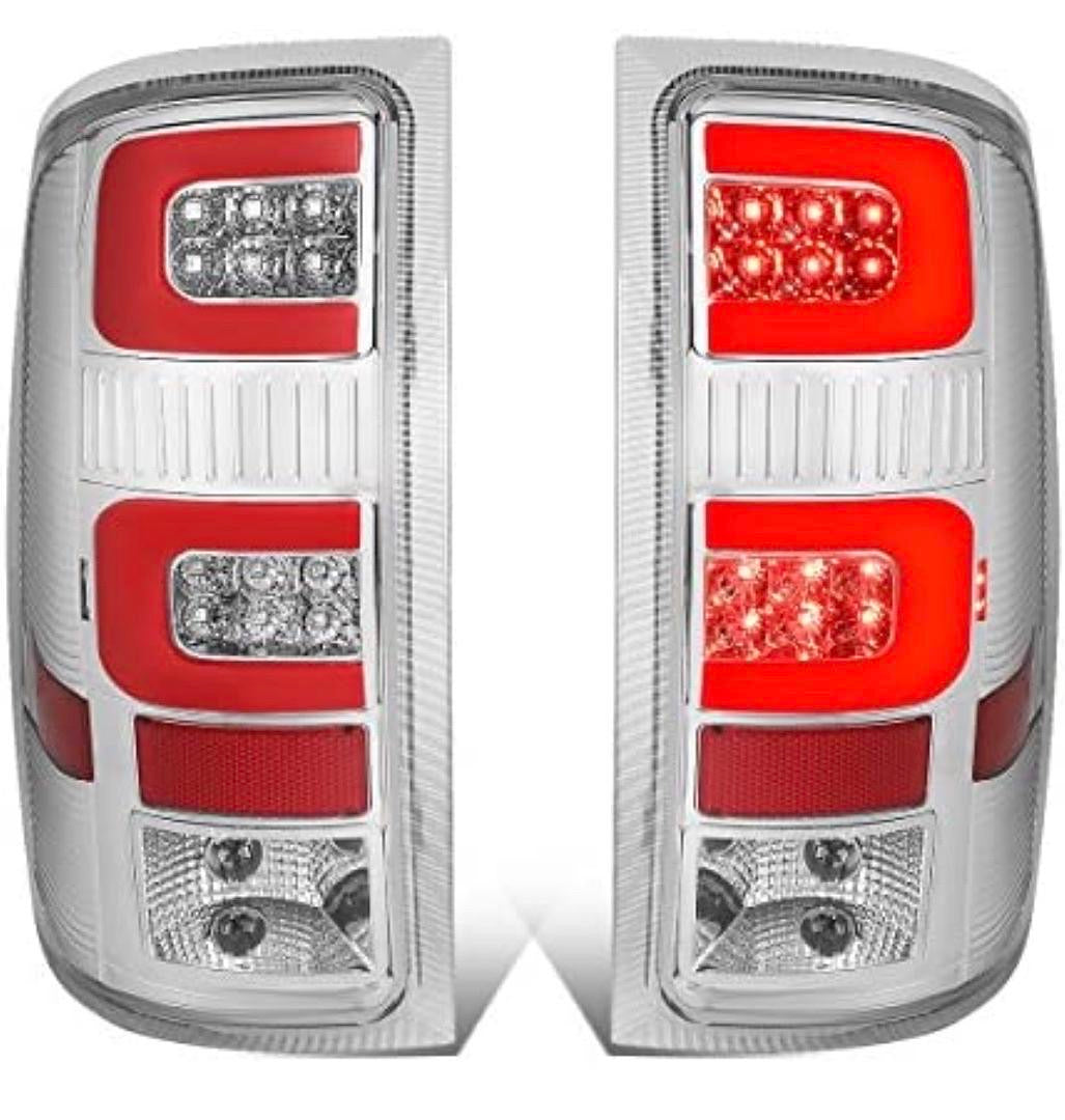 07-13 GMC SIERRA LED 3D RED CHROME HOUSING CLEAR TAILLIGHTS