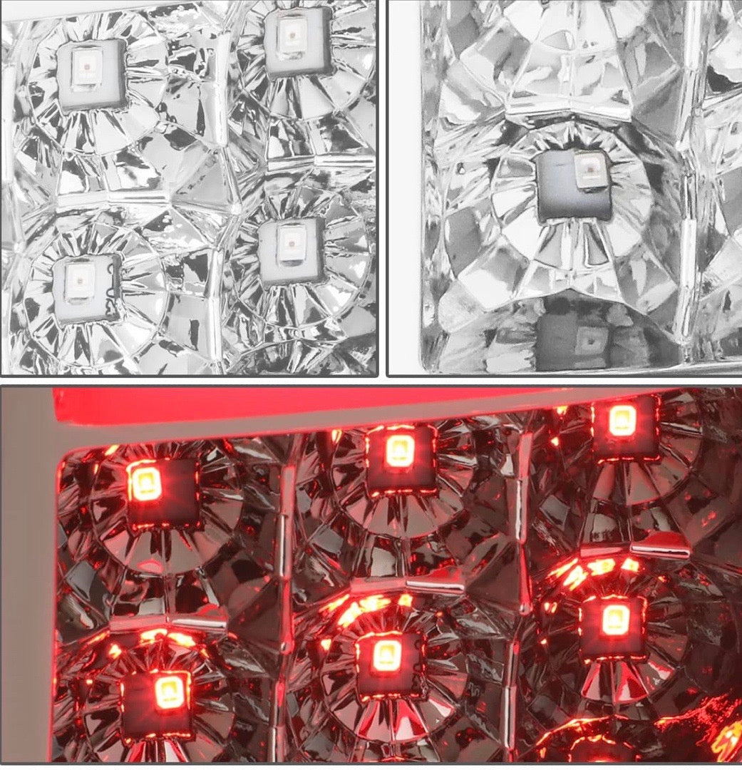 07-13 GMC SIERRA LED 3D RED CHROME HOUSING CLEAR TAILLIGHTS