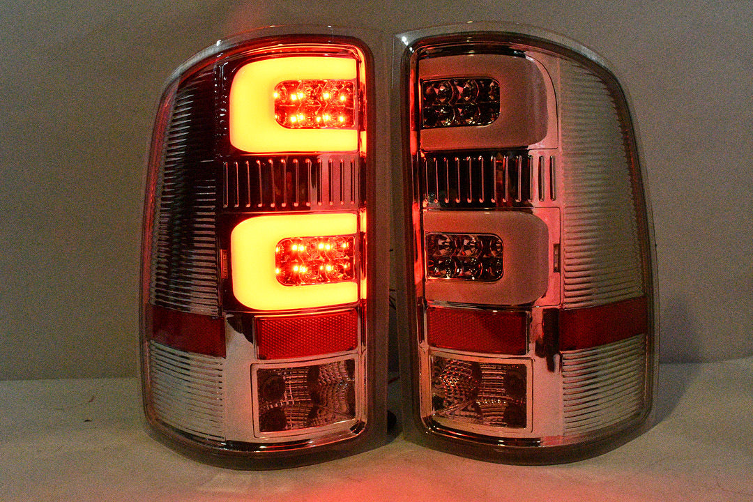 07-13 GMC SIERRA 3D LED CHROME/CLEAR TAILLIGHTS