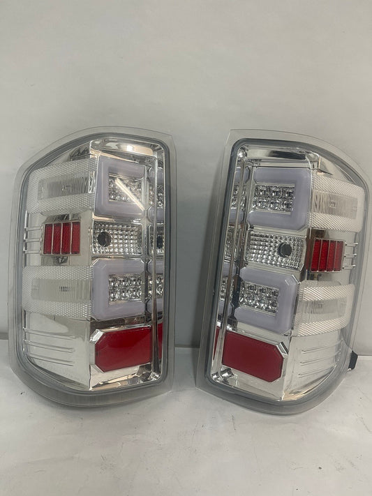 14-17 CHEVY SILVERADO 3D LED CHROME CLEAR TAILLIGHTS