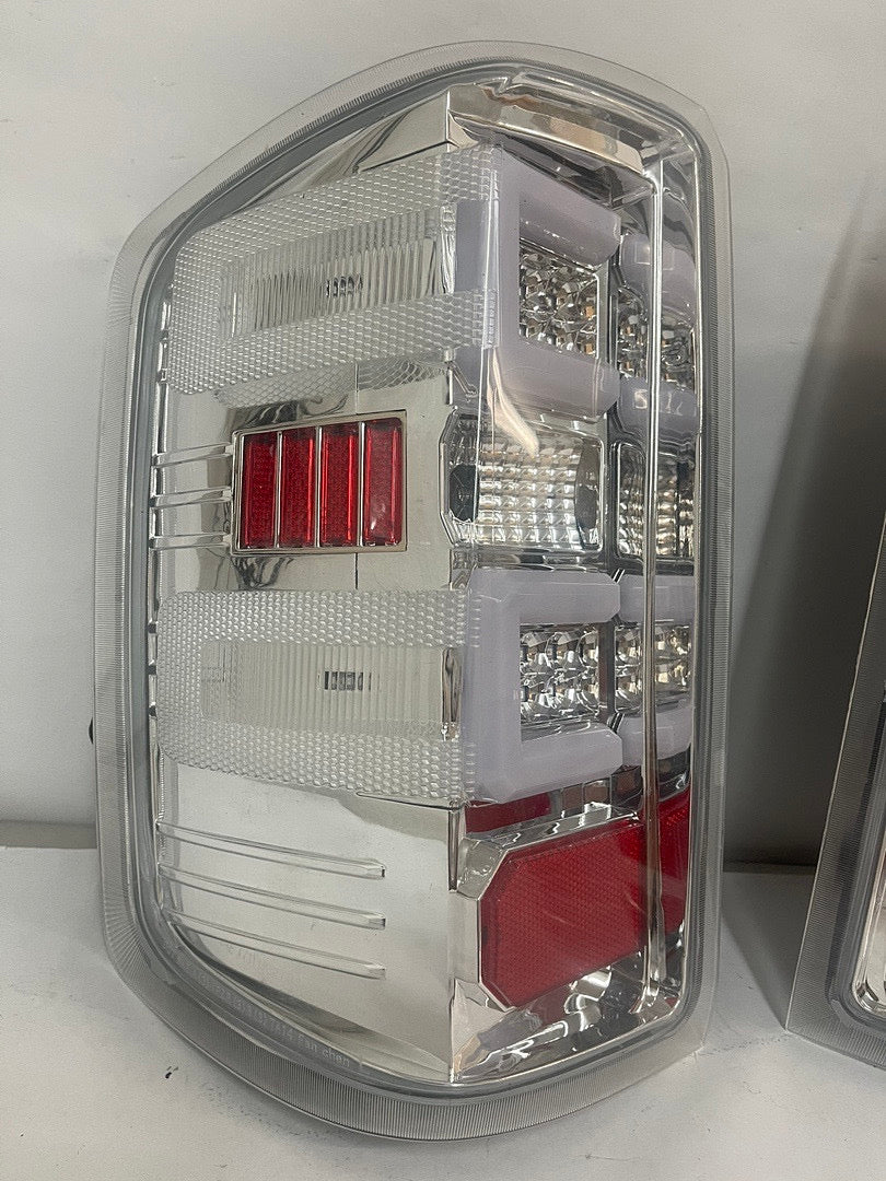14-17 CHEVY SILVERADO 3D LED CHROME CLEAR TAILLIGHTS