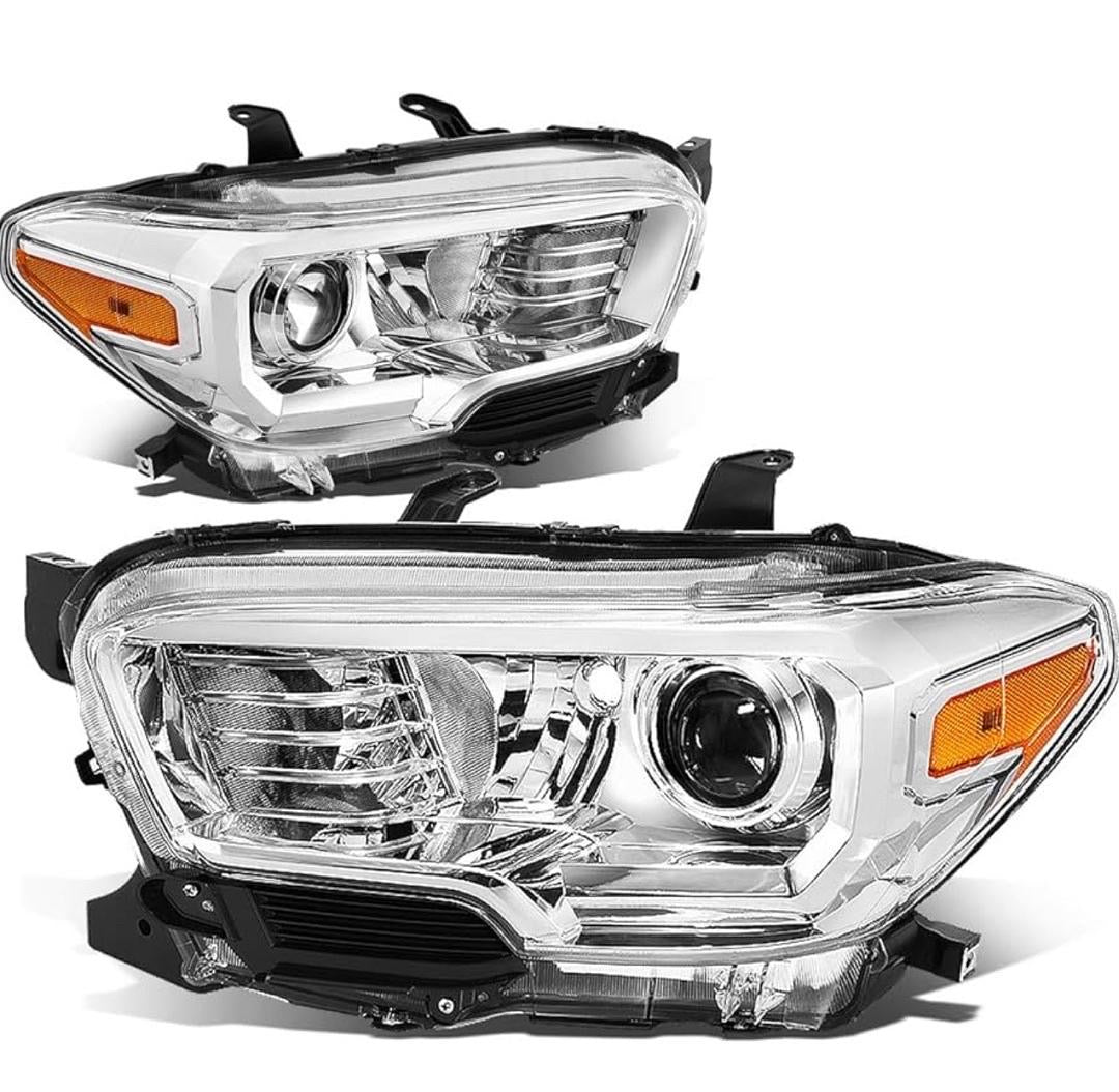 REFURBISHED 16-22 TOYOTA TACOMA OE-STYLE PROJECTOR HEADLIGHTS CHROME AMBER
