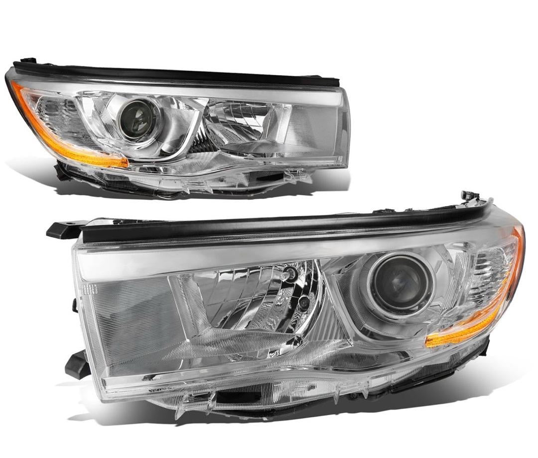 14-16 TOYOTA HIGHLANDER BLACK HOUSING AND CLEAR WITH AMBER PROJECTOR HEADLIGHTS