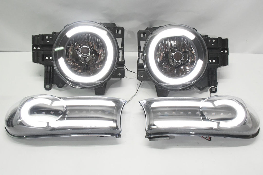 PAIR LED DRL 07-14 FJ CRUISER BLACK HOUSING WITH CLEAR HEADLIGHTS