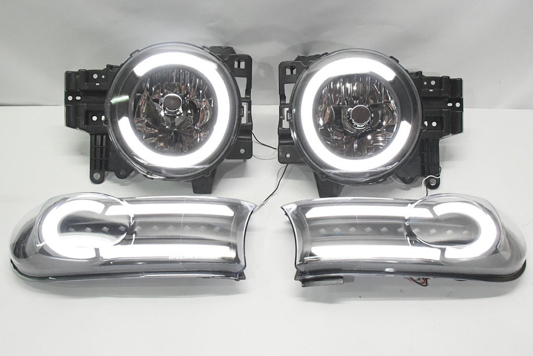 PAIR LED DRL 07-14 FJ CRUISER BLACK HOUSING WITH CLEAR HEADLIGHTS