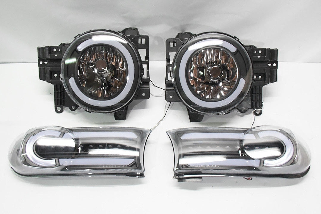 PAIR LED DRL 07-14 FJ CRUISER BLACK HOUSING WITH CLEAR HEADLIGHTS