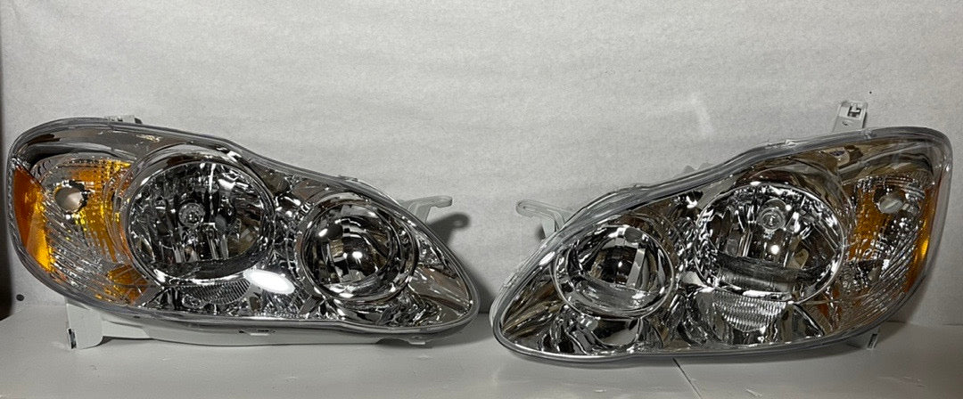 CHROME HOUSING AMBER CORNER HEADLIGHTS REPLACEMENT FOR 03-08 COROLLA