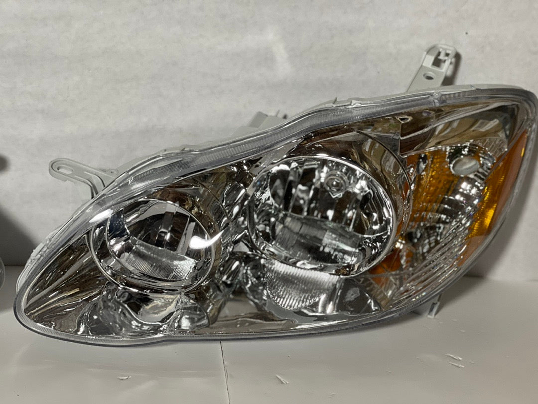 CHROME HOUSING AMBER CORNER HEADLIGHTS REPLACEMENT FOR 03-08 COROLLA