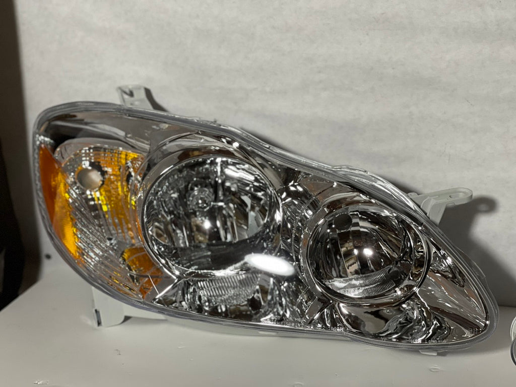 CHROME HOUSING AMBER CORNER HEADLIGHTS REPLACEMENT FOR 03-08 COROLLA