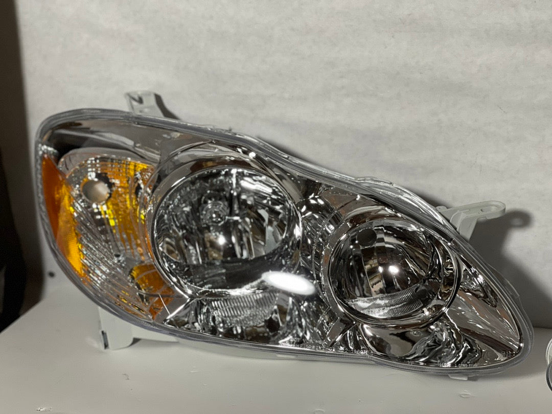 CHROME HOUSING AMBER CORNER HEADLIGHTS REPLACEMENT FOR 03-08 COROLLA